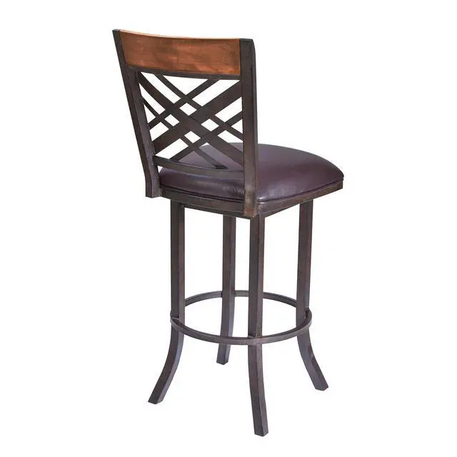 Alt view image 3 of 5 - Mivara 30" Barstool in Auburn Bay finish with Brown Pu upholstery