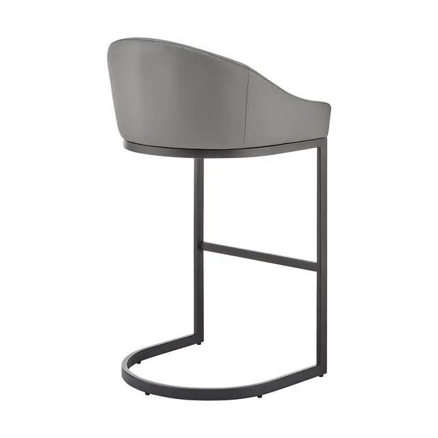 Alt view image 5 of 7 - Ambrie Bar Stool in Black Metal with Gray Faux Leather