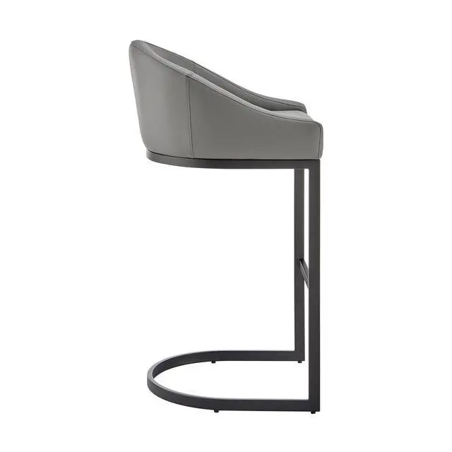 Alt view image 4 of 7 - Ambrie Bar Stool in Black Metal with Gray Faux Leather