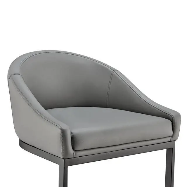 Alt view image 7 of 7 - Ambrie Bar Stool in Black Metal with Gray Faux Leather