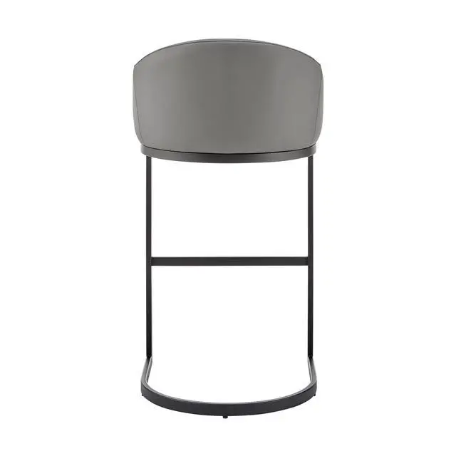 Alt view image 6 of 7 - Ambrie Counter Stool in Black Metal with Gray Faux Leather