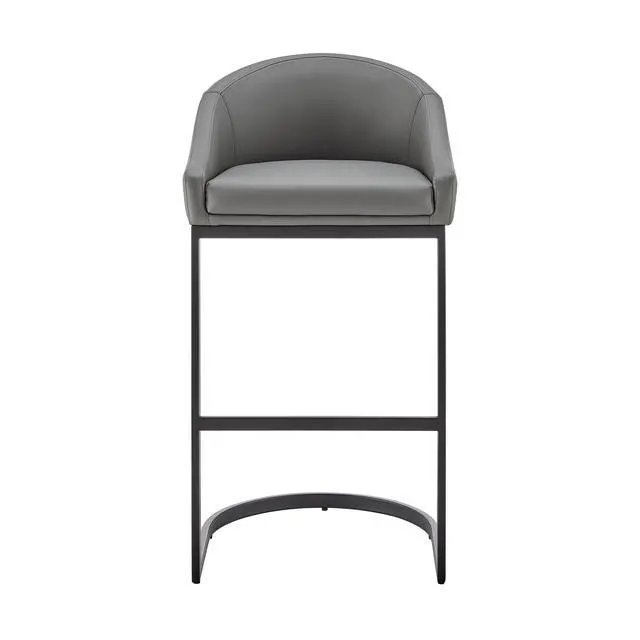 Alt view image 3 of 7 - Ambrie Counter Stool in Black Metal with Gray Faux Leather