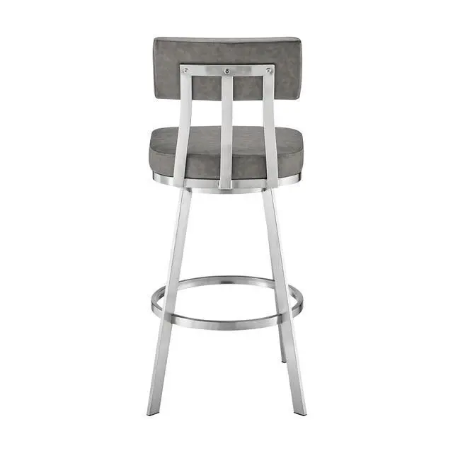 Alt view image 5 of 7 - Verin 30" Swivel Bar Stool in Brushed Stainless Steel with Gray Faux Leather