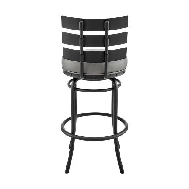 Alt view image 6 of 7 - Xelora Swivel Counter or Bar Stool in Black Finish with Gray Faux Leather