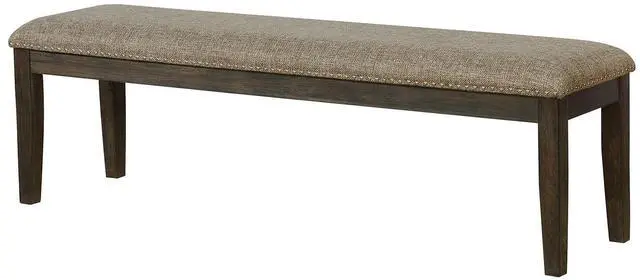 Alt view image 2 of 7 - Transitional Modern Style Espresso Frame 1pc Bench Padded Seat Back Nailhead Trim Warm Gray Fabric