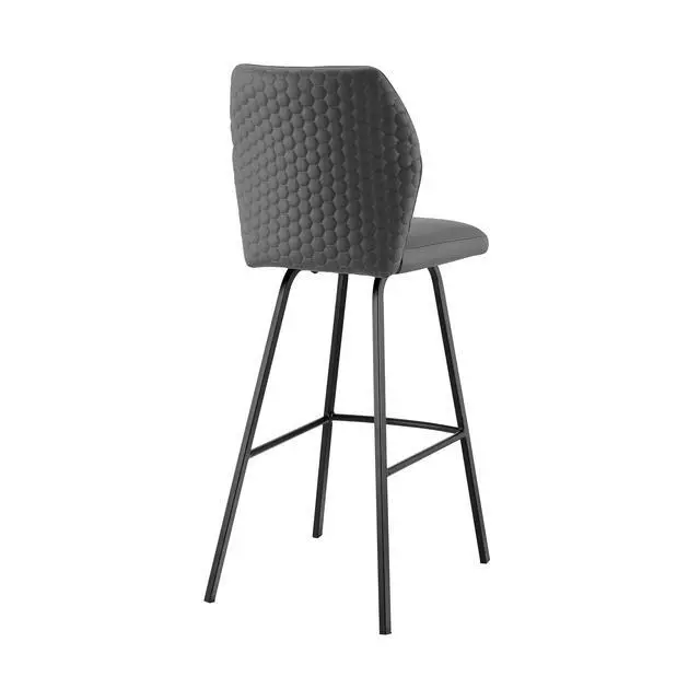 Alt view image 5 of 7 - Mirano Gray Faux Leather and Black Metal 26" Counter Stool