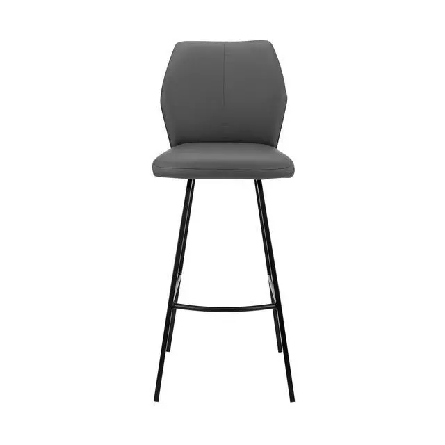 Alt view image 3 of 7 - Mirano Gray Faux Leather and Black Metal 26" Counter Stool