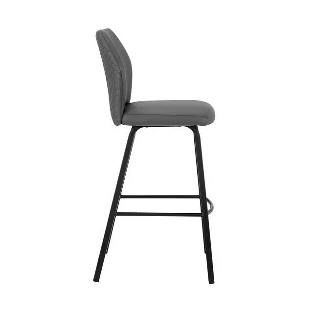Alt view image 4 of 7 - Mirano Gray Faux Leather and Black Metal 26" Counter Stool