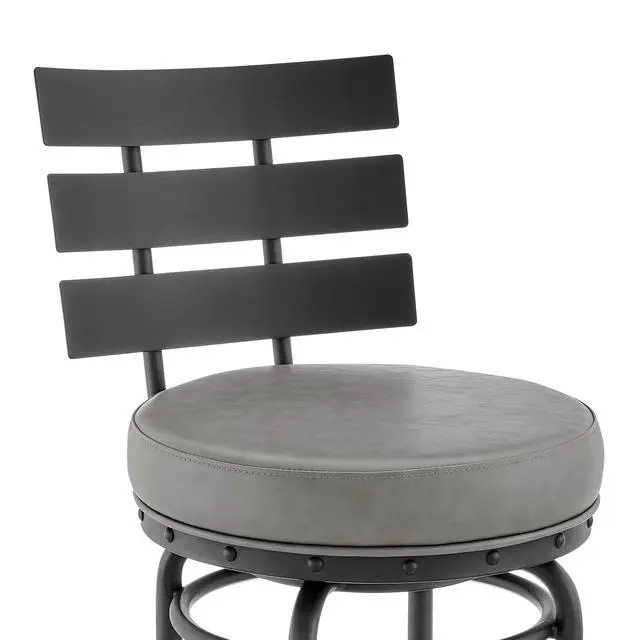 Alt view image 7 of 7 - Xelora Swivel Counter or Bar Stool in Black Finish with Gray Faux Leather