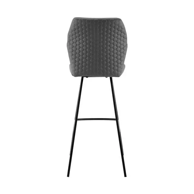 Alt view image 6 of 7 - Mirano Gray Faux Leather and Black Metal 26" Counter Stool