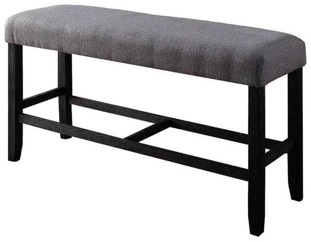 Main image of 1pc Counter Height Bench Espresso Finish Wood Upholstered Padded Seat Apron Kitchen Dining Furniture Footrest Support