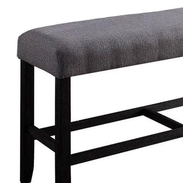 Alt view image 4 of 6 - 1pc Counter Height Bench Espresso Finish Wood Upholstered Padded Seat Apron Kitchen Dining Furniture Footrest Support