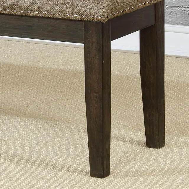 Alt view image 4 of 7 - Transitional Modern Style Espresso Frame 1pc Bench Padded Seat Back Nailhead Trim Warm Gray Fabric