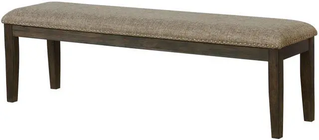 Alt view image 3 of 7 - Transitional Modern Style Espresso Frame 1pc Bench Padded Seat Back Nailhead Trim Warm Gray Fabric