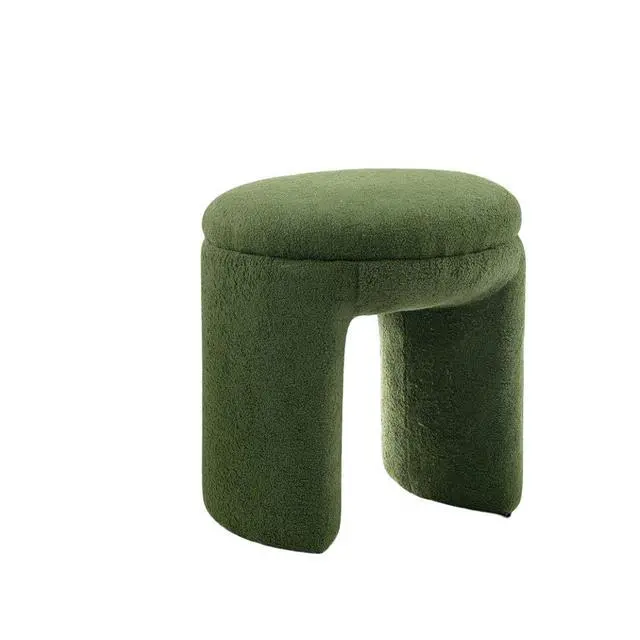 Alt view image 3 of 5 - Round Top 1pc Accent Stool Contemporary Green Finish Bench Design Primary Living Room