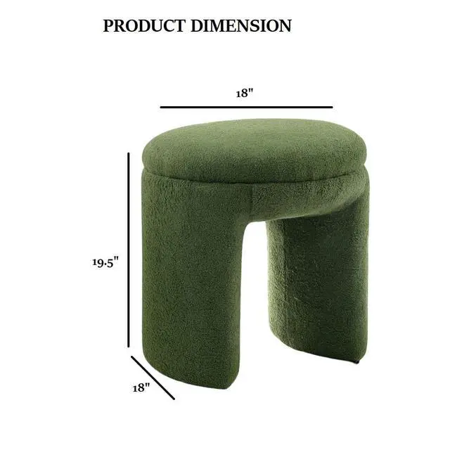 Alt view image 4 of 5 - Round Top 1pc Accent Stool Contemporary Green Finish Bench Design Primary Living Room