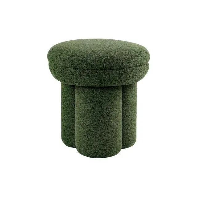 Alt view image 3 of 5 - Round Top Accent Chair Pedestal Base Mushroom Design Stool Contemporary Green Finish Primary Living Room