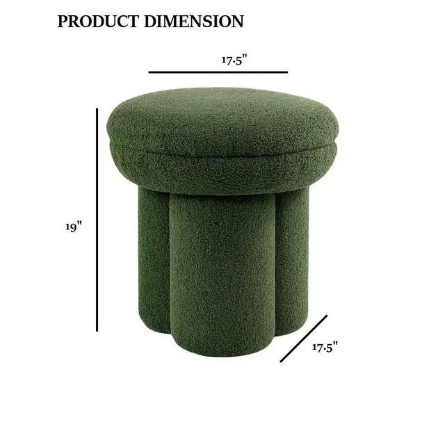 Alt view image 4 of 5 - Round Top Accent Chair Pedestal Base Mushroom Design Stool Contemporary Green Finish Primary Living Room