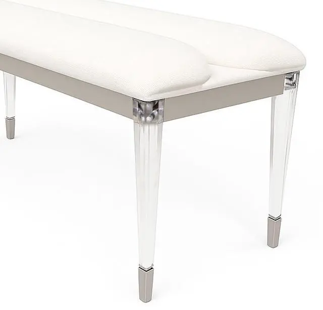 Alt view image 2 of 5 - Contemporary Silver 1pc Bench Acrylic Legs Engineered Wood Bedroom Furniture Upholstered Seat Bench