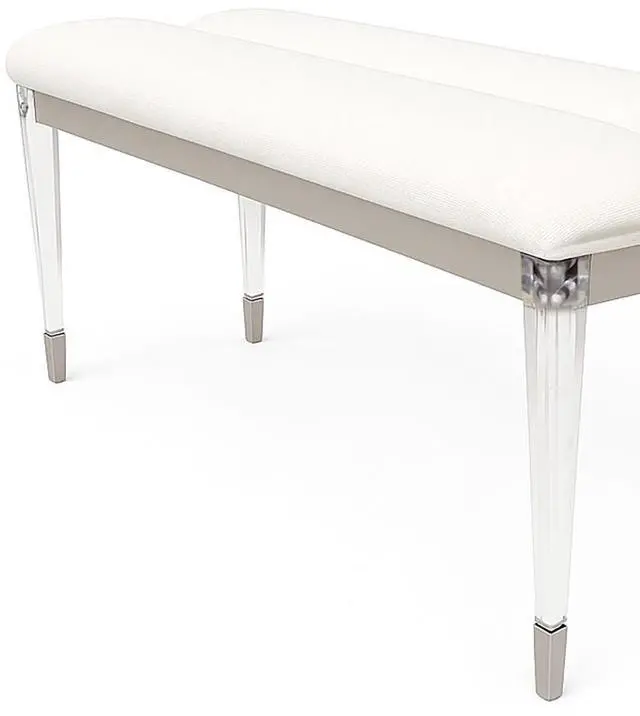 Alt view image 3 of 5 - Contemporary Silver 1pc Bench Acrylic Legs Engineered Wood Bedroom Furniture Upholstered Seat Bench