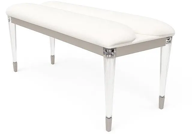 Alt view image 5 of 5 - Contemporary Silver 1pc Bench Acrylic Legs Engineered Wood Bedroom Furniture Upholstered Seat Bench