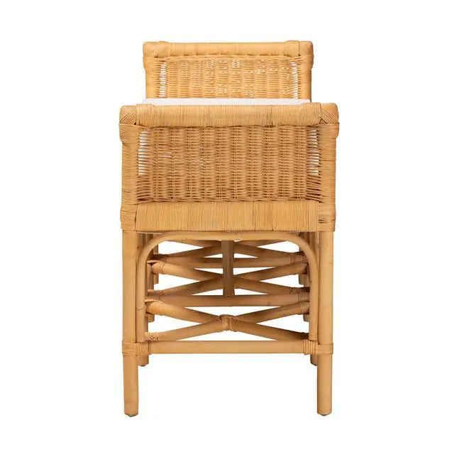 Alt view image 3 of 7 - Modern Bohemian Natural Brown Rattan Bench