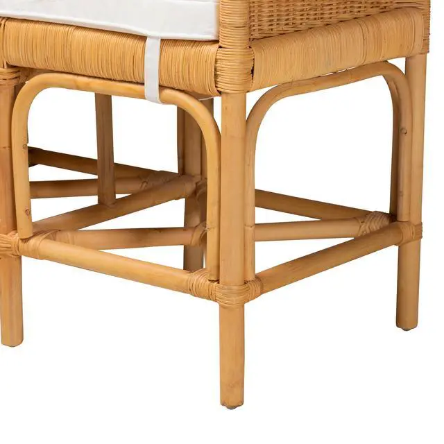 Alt view image 5 of 7 - Modern Bohemian Natural Brown Rattan Bench