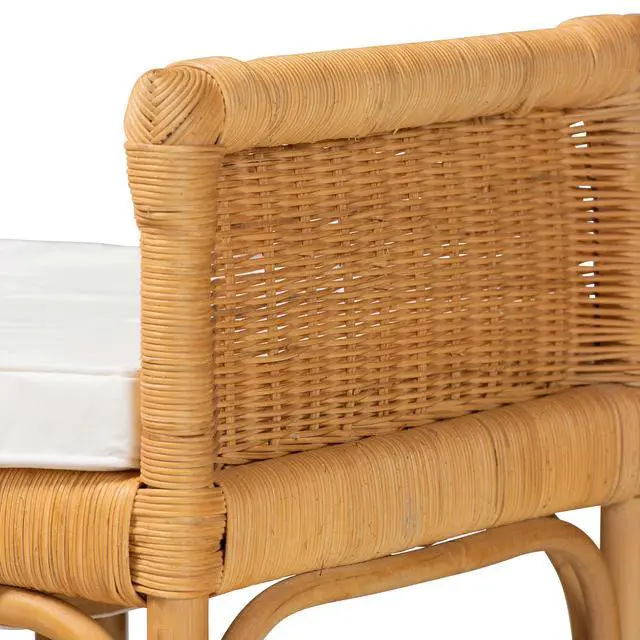 Alt view image 4 of 7 - Modern Bohemian Natural Brown Rattan Bench