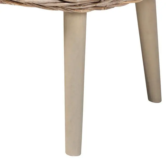 Alt view image 5 of 7 - Modern Bohemian Natural Kubu Rattan and Grey Acacia Wood Accent Bench