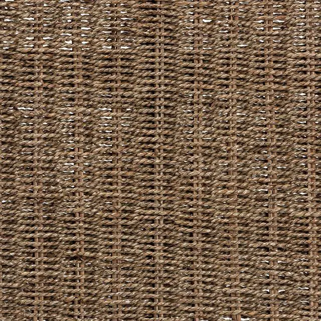 Alt view image 5 of 6 - Mid-Century Modern Transitional Natural Seagrass and Mahogany Wood Bench