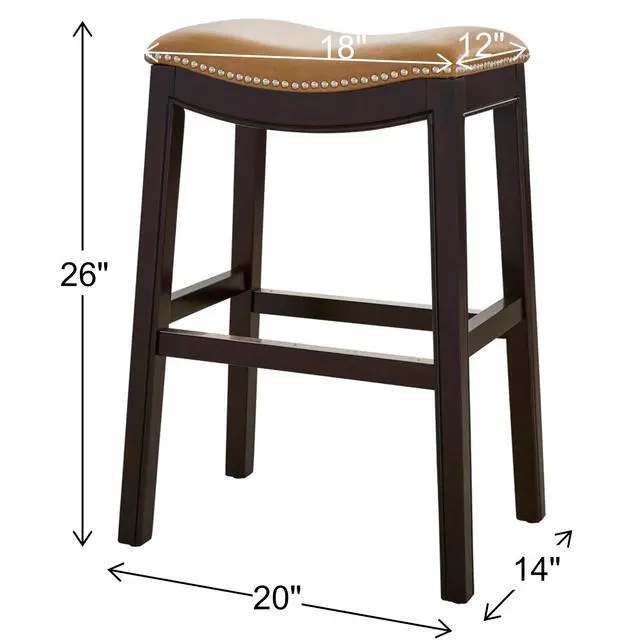 Alt view image 3 of 7 - 26in. H Counter-Height Wood Barstool with Tan Faux-Leather Seat, 1PC