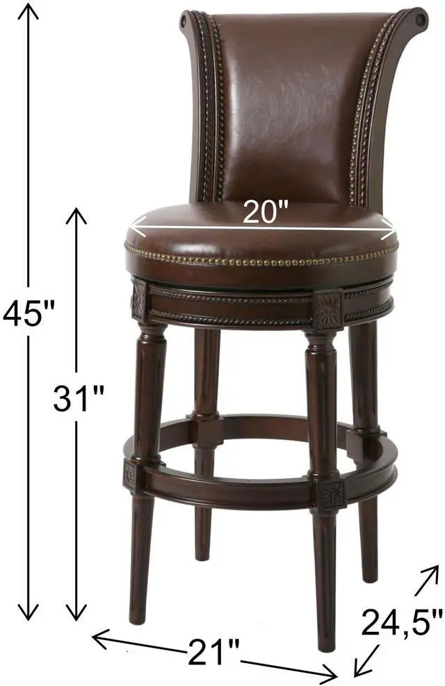 Alt view image 3 of 7 - 31in. Wood Bar-Height Swivel Barstool with High-Back, 1PC