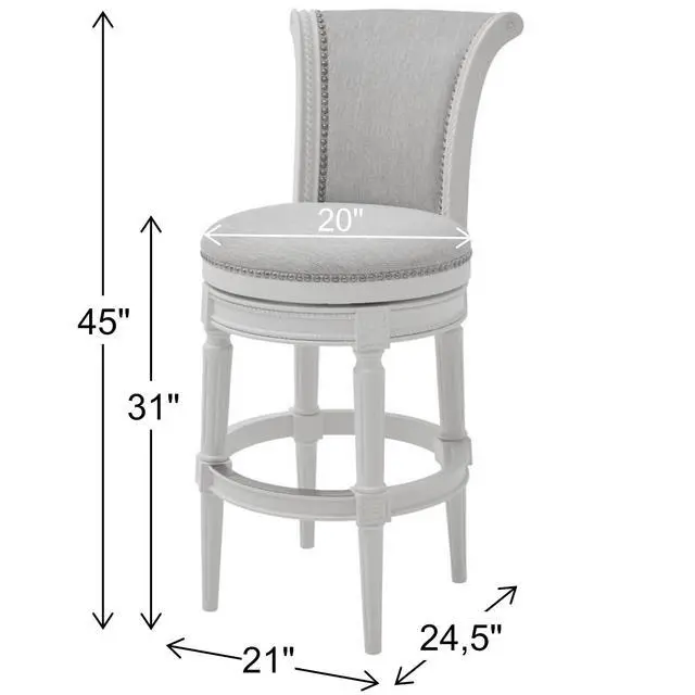Alt view image 3 of 7 - 31in. Wood Bar-Height Swivel Barstool with High-Back, 1PC