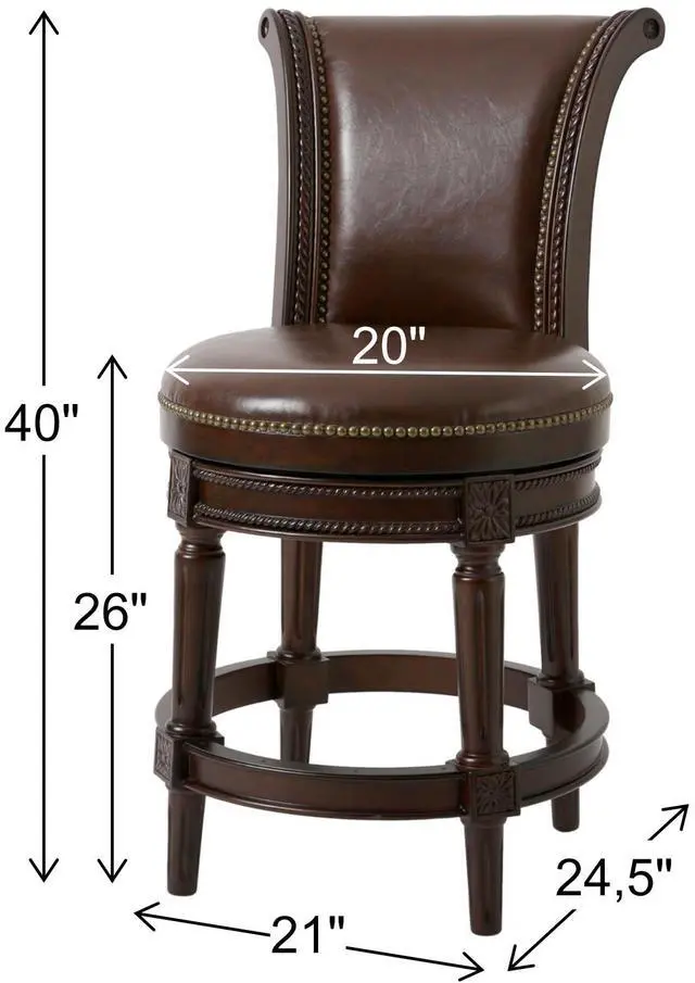 Alt view image 3 of 7 - 26in. Wood Counter-Height Swivel Barstool with High-Back, 1PC