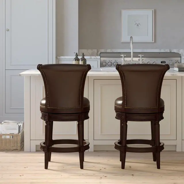Alt view image 7 of 7 - 26in. Wood Counter-Height Swivel Barstool with High-Back, 1PC