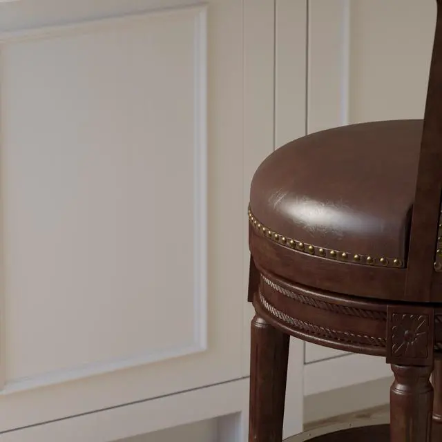 Alt view image 4 of 7 - 26in. Wood Counter-Height Swivel Barstool with High-Back, 1PC