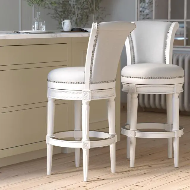 Alt view image 2 of 7 - 31in. Wood Bar-Height Swivel Barstool with High-Back, 1PC