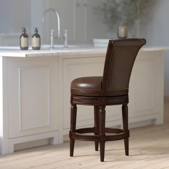 Alt view image 5 of 7 - 26in. Wood Counter-Height Swivel Barstool with High-Back, 1PC