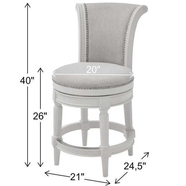 Alt view image 3 of 7 - 26in. Wood Counter-Height Swivel Barstool with High-Back, 1PC