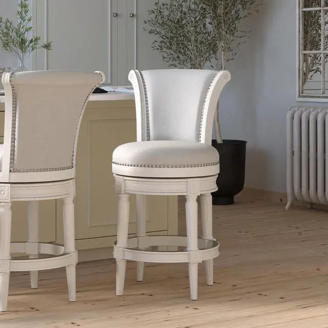 Alt view image 2 of 7 - 26in. Wood Counter-Height Swivel Barstool with High-Back, 1PC
