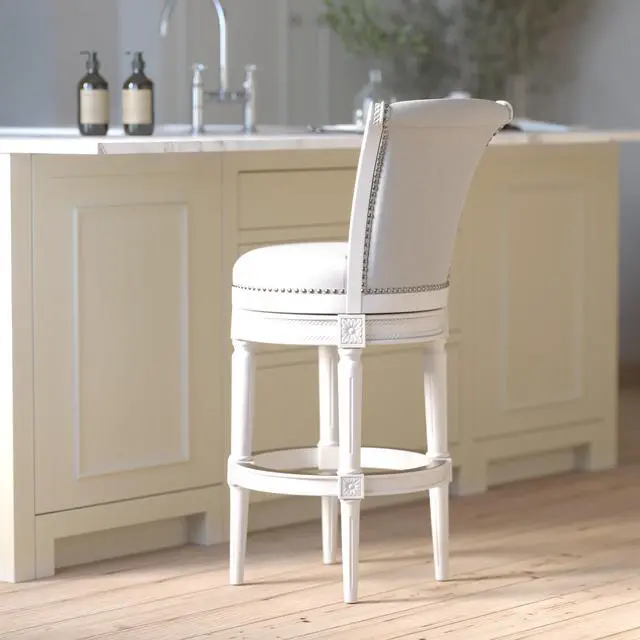 Alt view image 6 of 7 - 31in. Wood Bar-Height Swivel Barstool with High-Back, 1PC