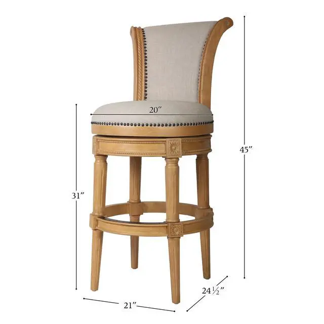 Alt view image 3 of 7 - 31in. Wood Bar-Height Swivel Barstool with High-Back, Weathered Natural, 1PC