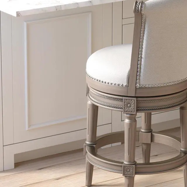 Alt view image 6 of 7 - 26in. Wood Counter-Height Swivel Barstool with High-Back, Weathered Gray, 1PC