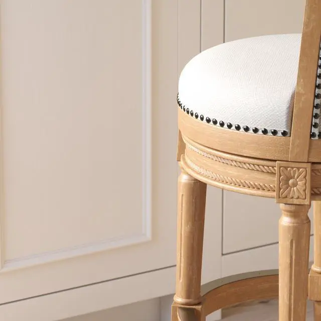 Alt view image 5 of 7 - 31in. Wood Bar-Height Swivel Barstool with High-Back, Weathered Natural, 1PC