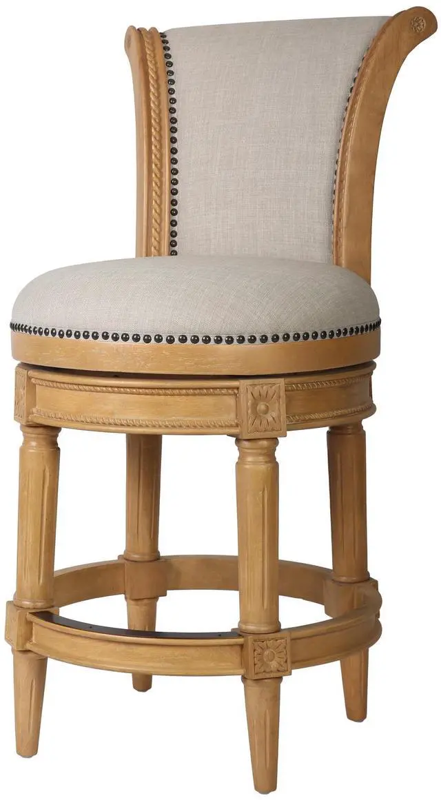 Main image of 26in. Wood Counter-Height Swivel Barstool with High-Back, Weathered Natural, 1PC