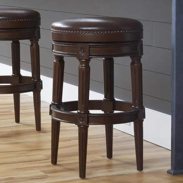 Alt view image 2 of 7 - 31in. Wood Backless Bar-Height Swivel Barstool, 1PC