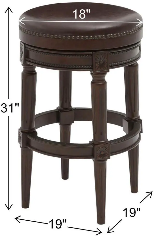 Alt view image 3 of 7 - 31in. Wood Backless Bar-Height Swivel Barstool, 1PC