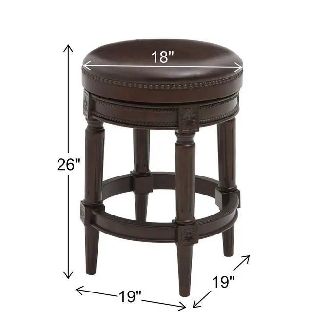 Alt view image 3 of 7 - 26in. Wood Backless Counter-Height Swivel Barstool, 1PC