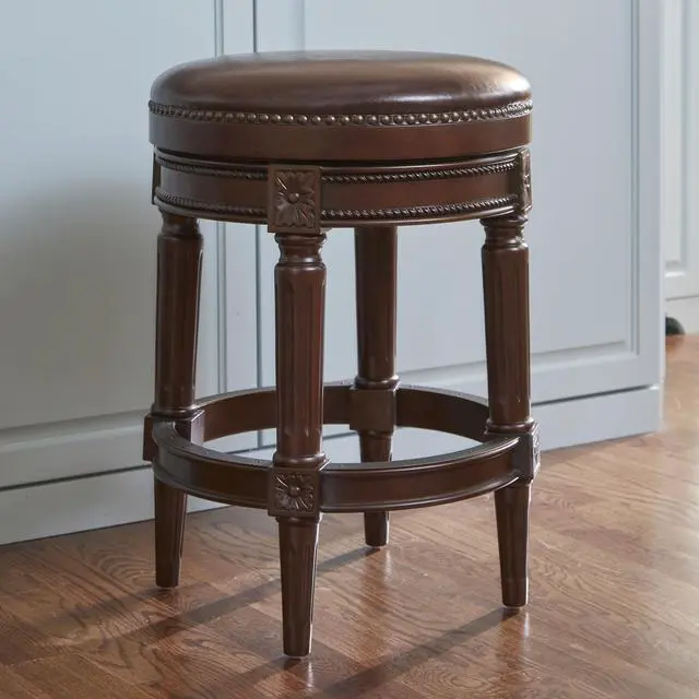 Alt view image 2 of 7 - 26in. Wood Backless Counter-Height Swivel Barstool, 1PC