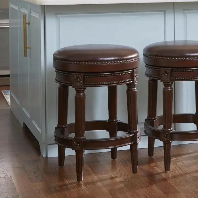 Alt view image 4 of 7 - 26in. Wood Backless Counter-Height Swivel Barstool, 1PC